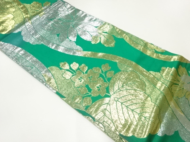 アンティーク　花立涌模様織出し丸帯（材料）